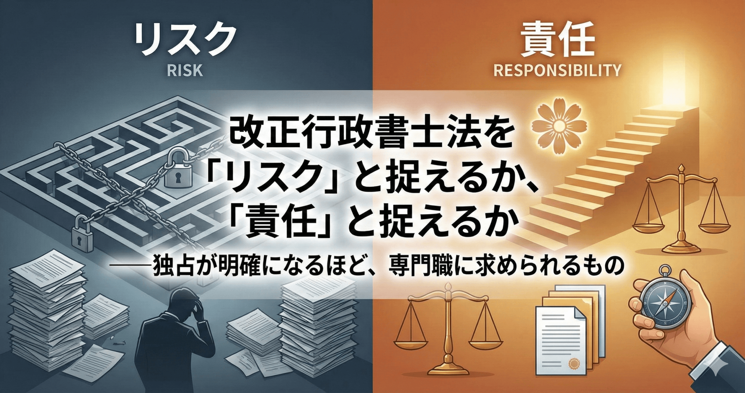 改正行政書士法を「リスク」と捉えるか、「責任」と捉えるか――独占が明確になるほど、専門職に求められるもの
